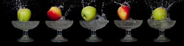 Apples falls into water clipart