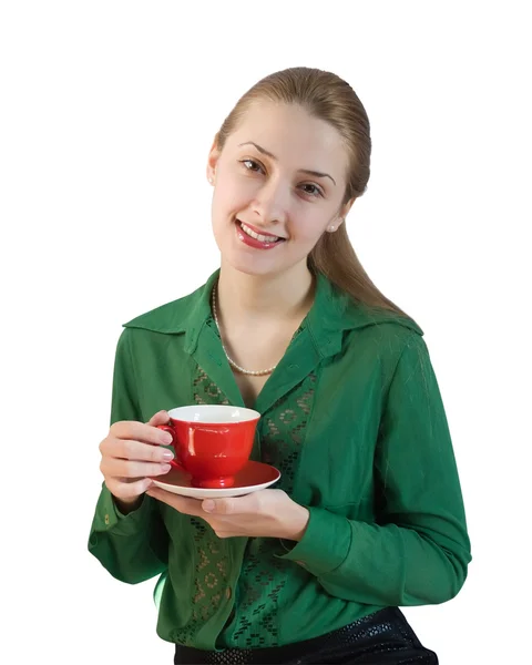 Menina com xícara de chá — Fotografia de Stock