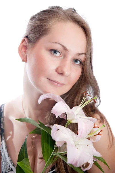 Anbud flicka med lily — Stockfoto