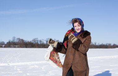 Smiling girl in russian clipart