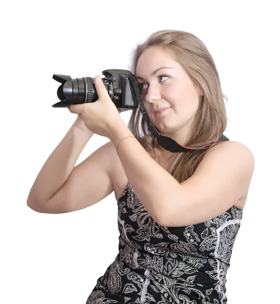 Молода жінка фотограф — стокове фото