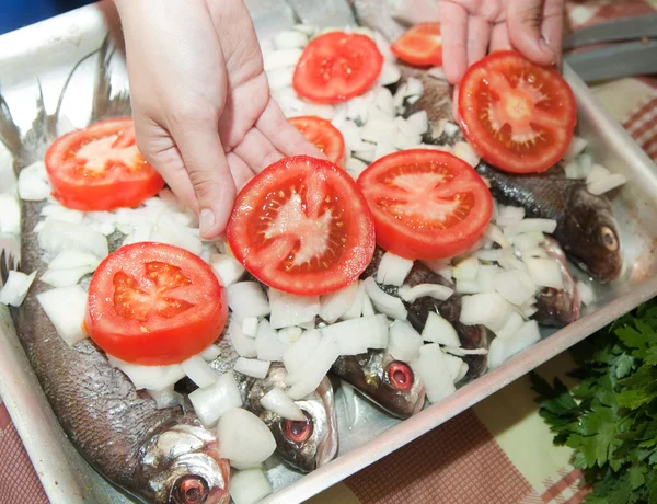 Pudding cuit au four à partir de poissons de rivière — Photo