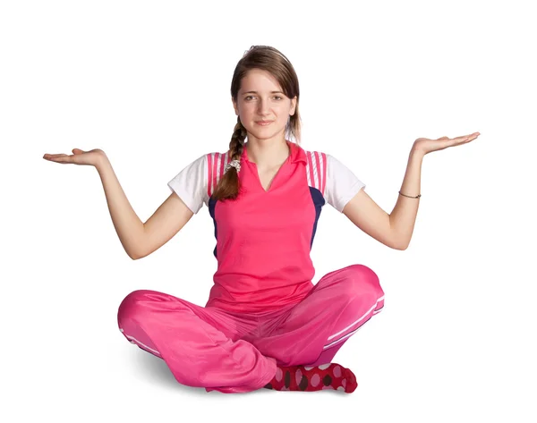 Mladá dívka cvičit jógu — Stock fotografie