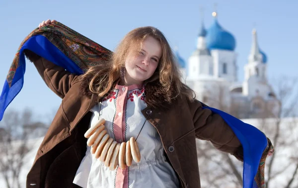Girl in russian traditional — Stock Photo, Image
