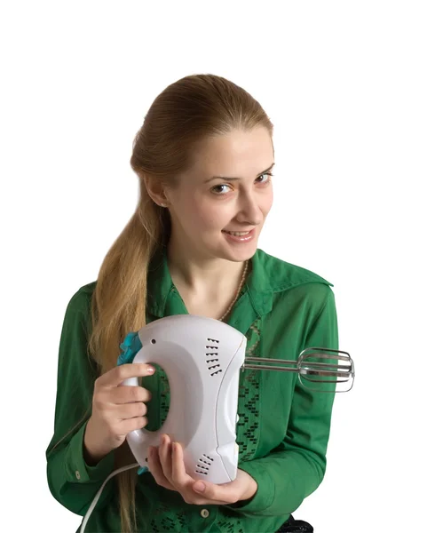Flicka med elektriska matberedare — Stockfoto