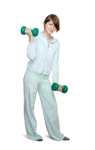 Flicka göra fitnessövningar — Stockfoto