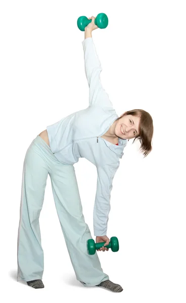 Girl is doing fitness exercises — Stock Photo, Image