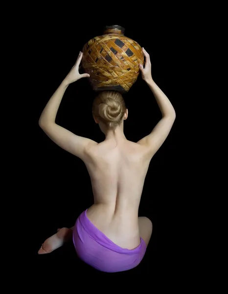 Γυμνό κορίτσι με κανάτα — Φωτογραφία Αρχείου