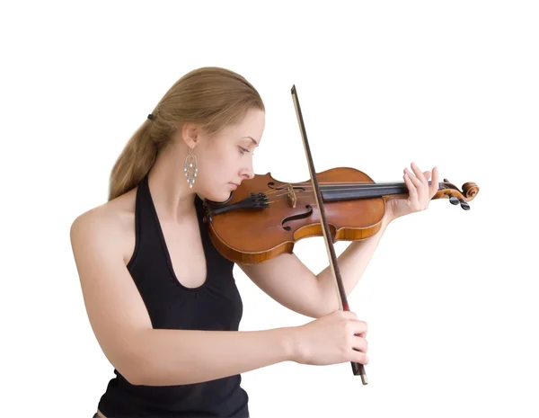 Girl plays on a violin — Stock Photo, Image