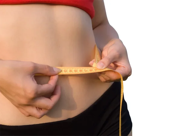女人测量腰围 — 图库照片