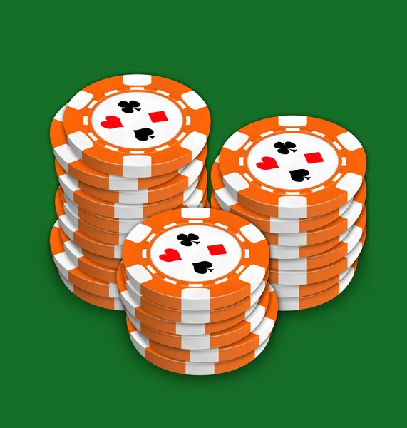 Čipy pro hraní pokeru a ruleta — Stock fotografie