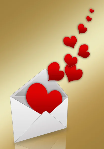 Coeurs décollant d'une enveloppe — Photo
