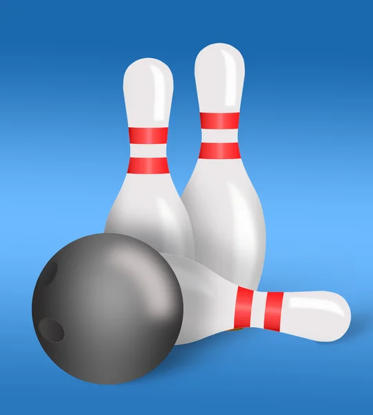 Épingles de bowling et boule avec bowling — Photo