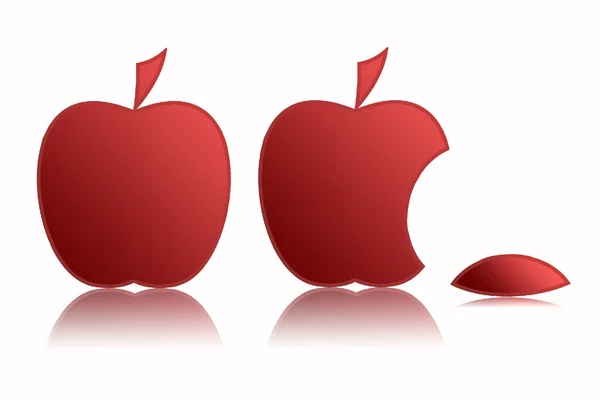 Röda äpplen på en vit bakgrund — Stockfoto