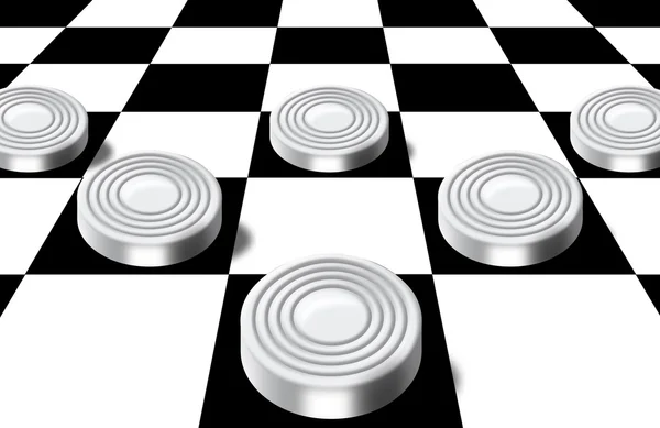 Шашки на шахматной доске — стоковое фото