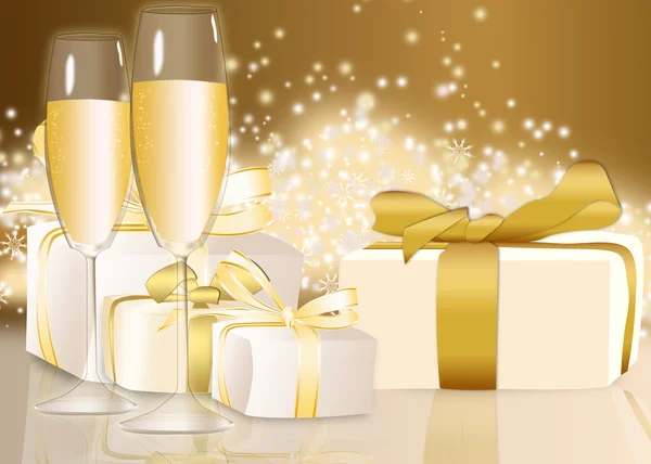 Illustration of glasses and gifts Stock Photo
