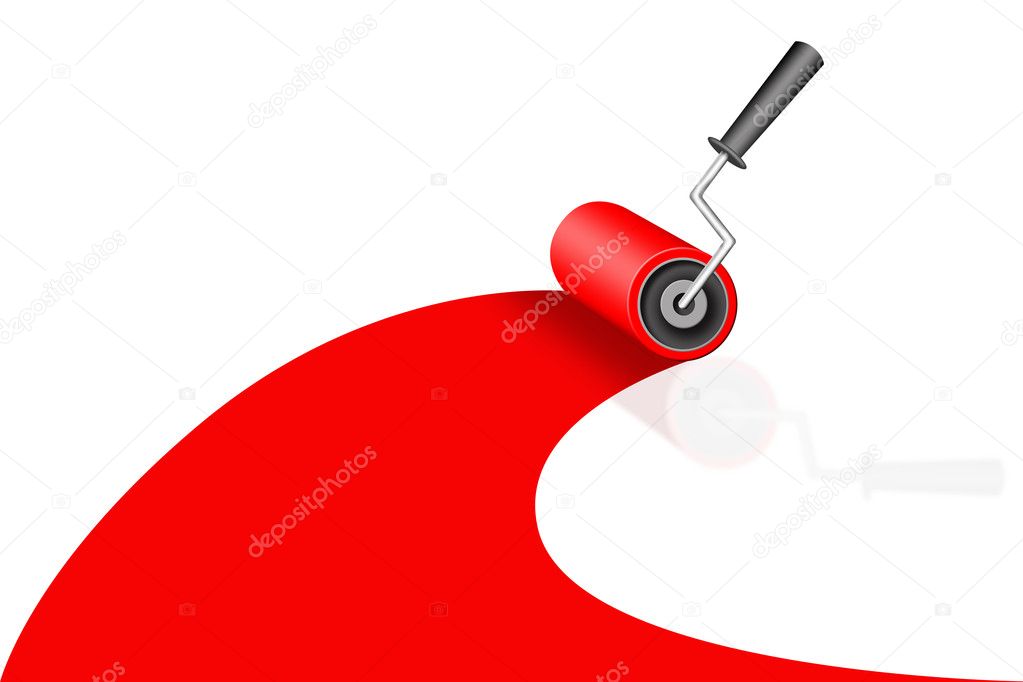 A roller dyes a red color