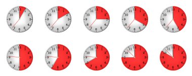 Different clock with different time clipart