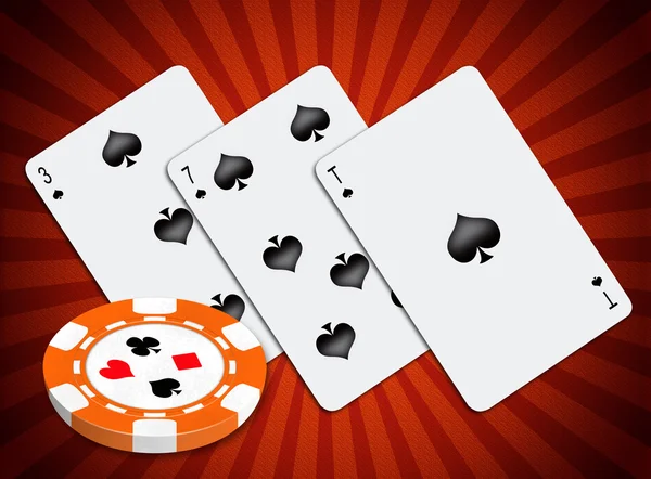 Giocare mappe e chip per un poker — Foto Stock