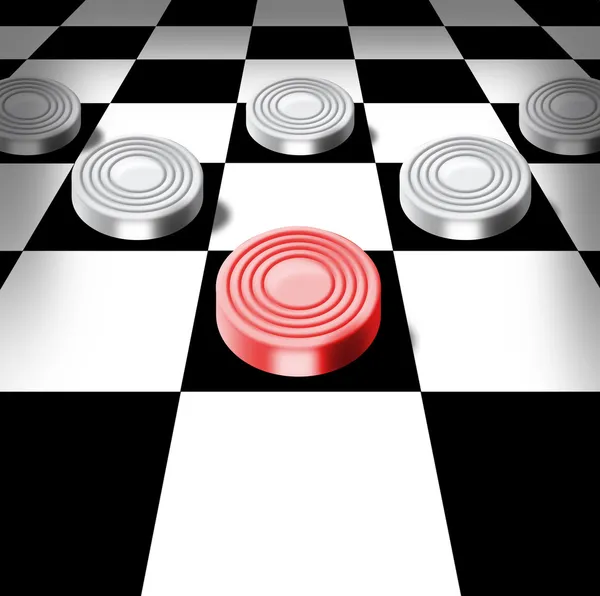 Dammen op een schaakbord — Stockfoto