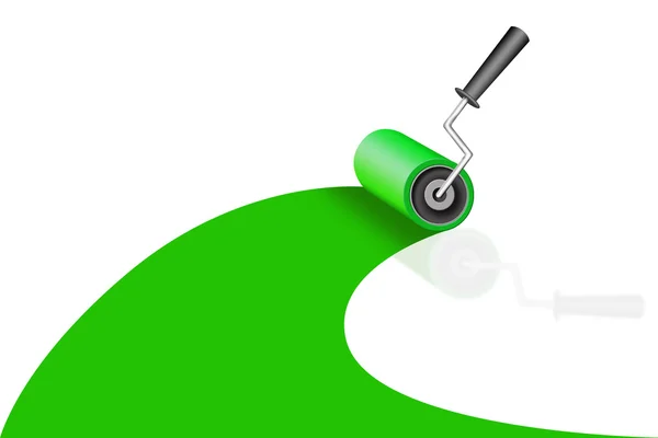 Een roller kleurstoffen een groene kleur — Stockfoto