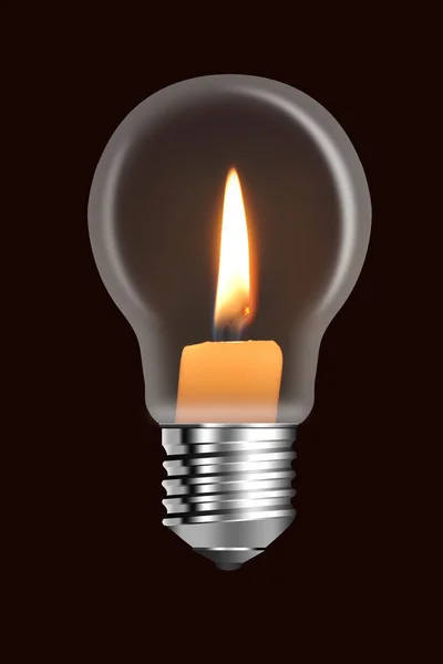 Eine brennende Kerze befindet sich in einem elektrischen Bu — Stockfoto