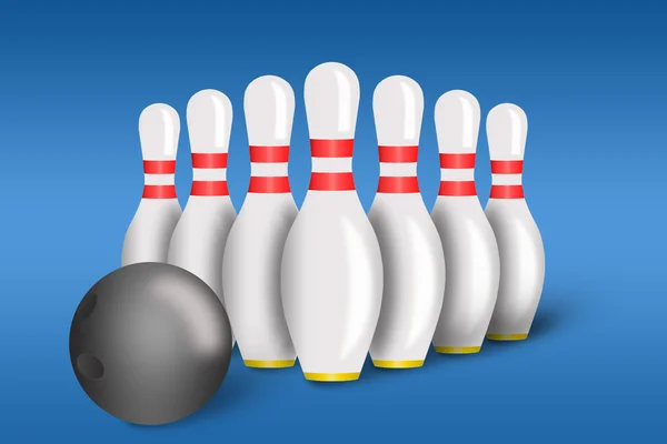 Bowling pins and ball with bowling — Stock Photo, Image