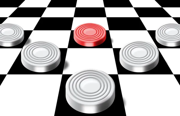 Dammen op een schaakbord — Stockfoto