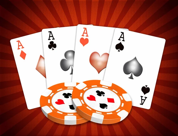 Игра в карты и фишки для покера — стоковое фото