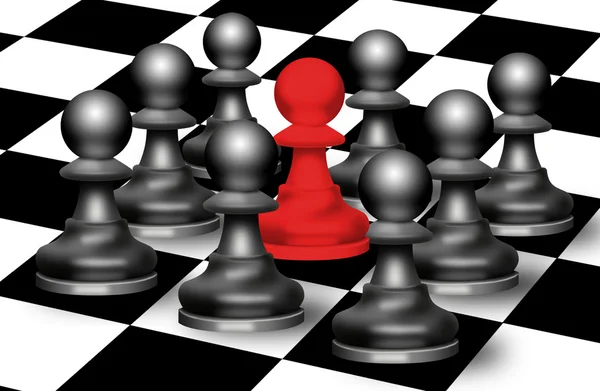 Figury szachowe z pionek na pokładzie — Zdjęcie stockowe