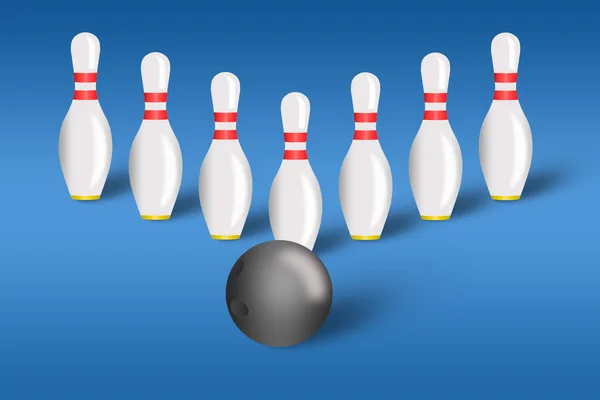 Kuželky kolíky a míč s bowlingem — Stock fotografie