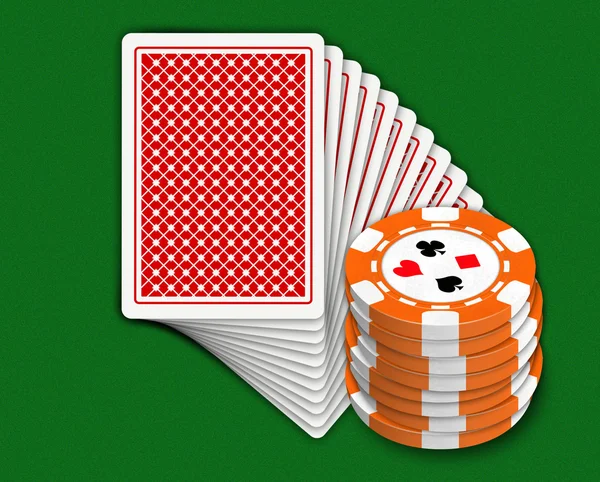 Spela kartor och chips — Stockfoto