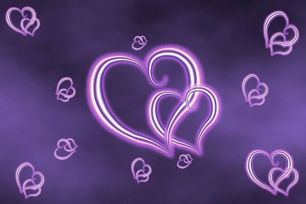Background from neon hearts — Stock Photo, Image