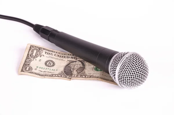 Microfone e dólar — Fotografia de Stock