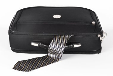 Suitcase with a sticking out tie clipart