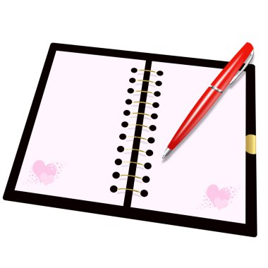 Record book and pen clipart