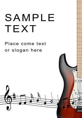 Electro- guitar and musical notes clipart