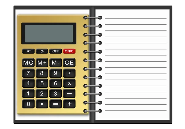 Caderno com uma calculadora — Fotografia de Stock