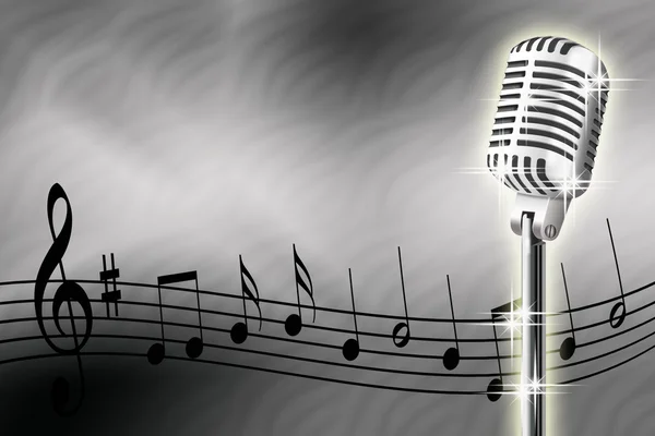 Microfone e notas musicais — Fotografia de Stock