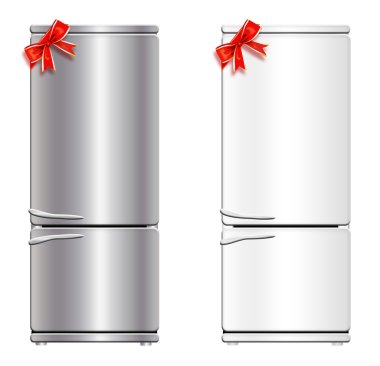 Refrigerator with a bow clipart