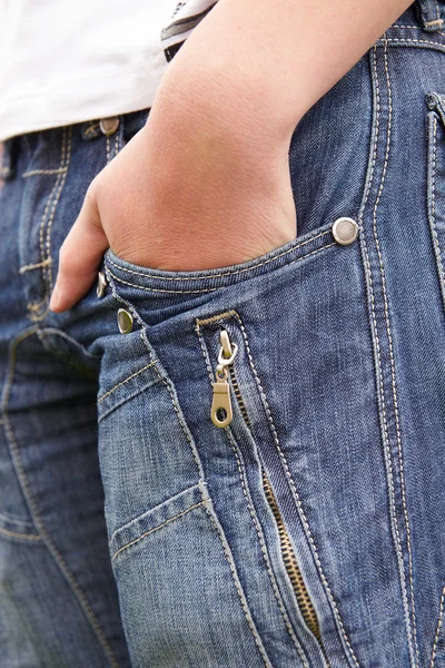 stock image Closeup of cool blue jeans