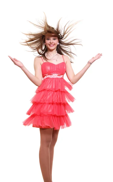 분홍 드레스를 입은 소녀 — 스톡 사진