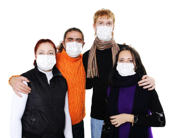 in masks, ill flu, A(H1N1).