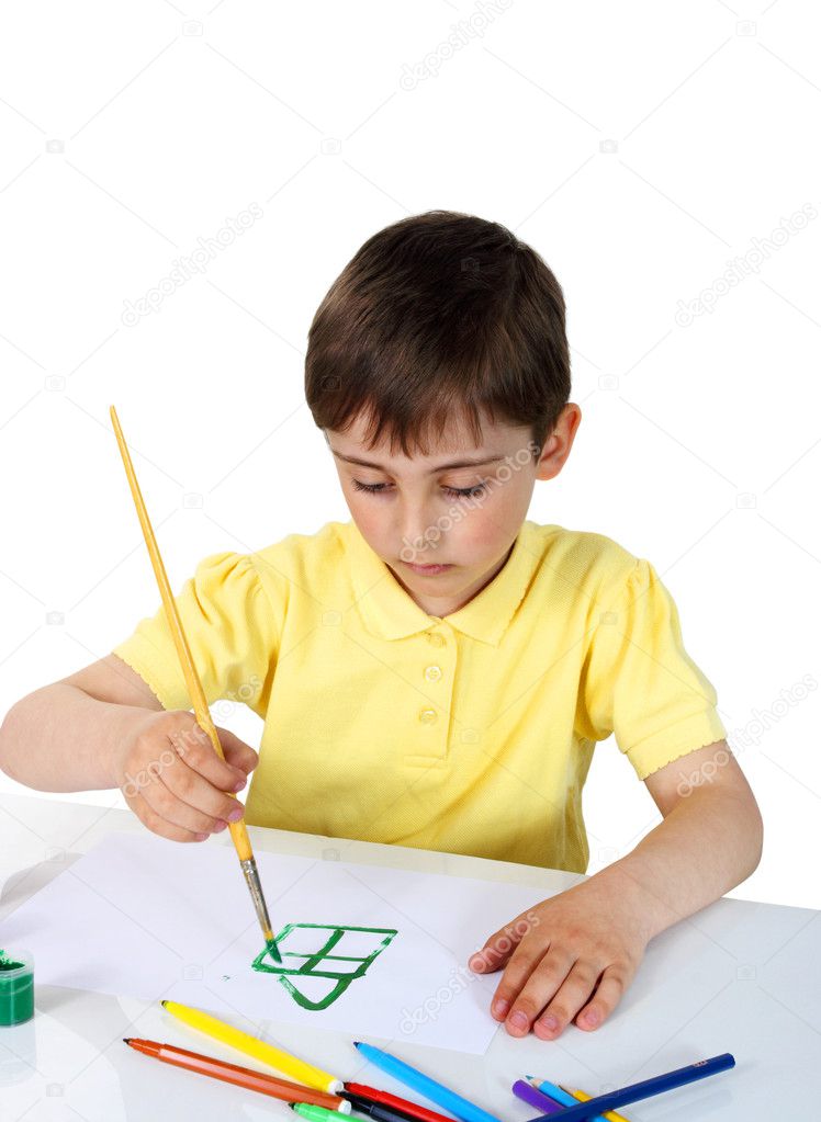 Little boy with crayons — Stock Photo © Aptyp_koK 1155039