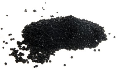 Black caviar on the white background