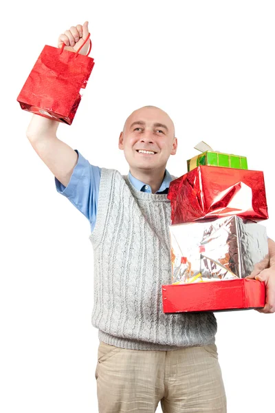 Nice men with coloured shopping bags — Stock Photo, Image