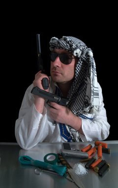 Terrorist with guns clipart