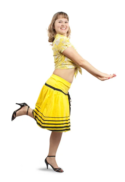 Porträtt av en vacker dansande flickaπορτρέτο του ένα όμορφο κορίτσι που χορεύει — Stockfoto