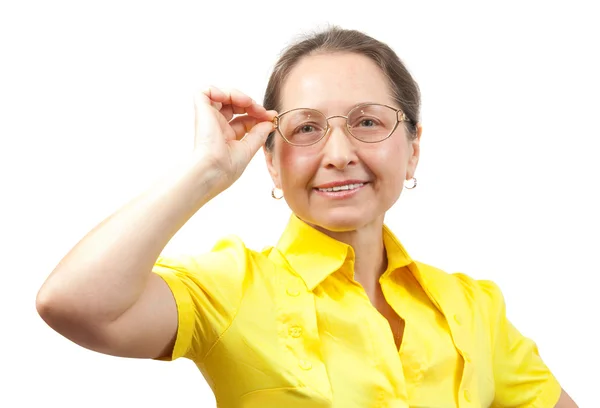 Krásná žena nosí brýle — Stock fotografie