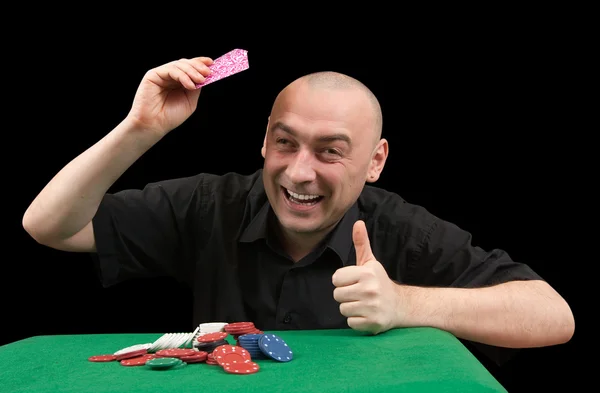 Playing poker . Winner — Stock Photo, Image